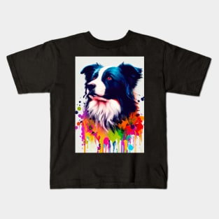 Colorful Border Collie Kids T-Shirt